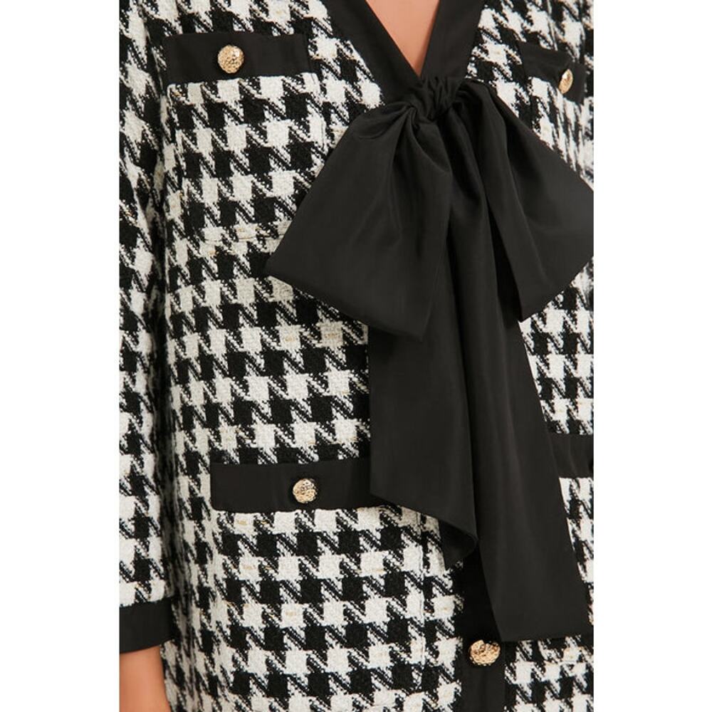 Tuckernuck Black and White Houndstooth Mini Dress with Bow - Picture 6 of 11